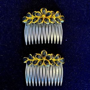 Black/gold hair combs. Vintage - circa 1990s